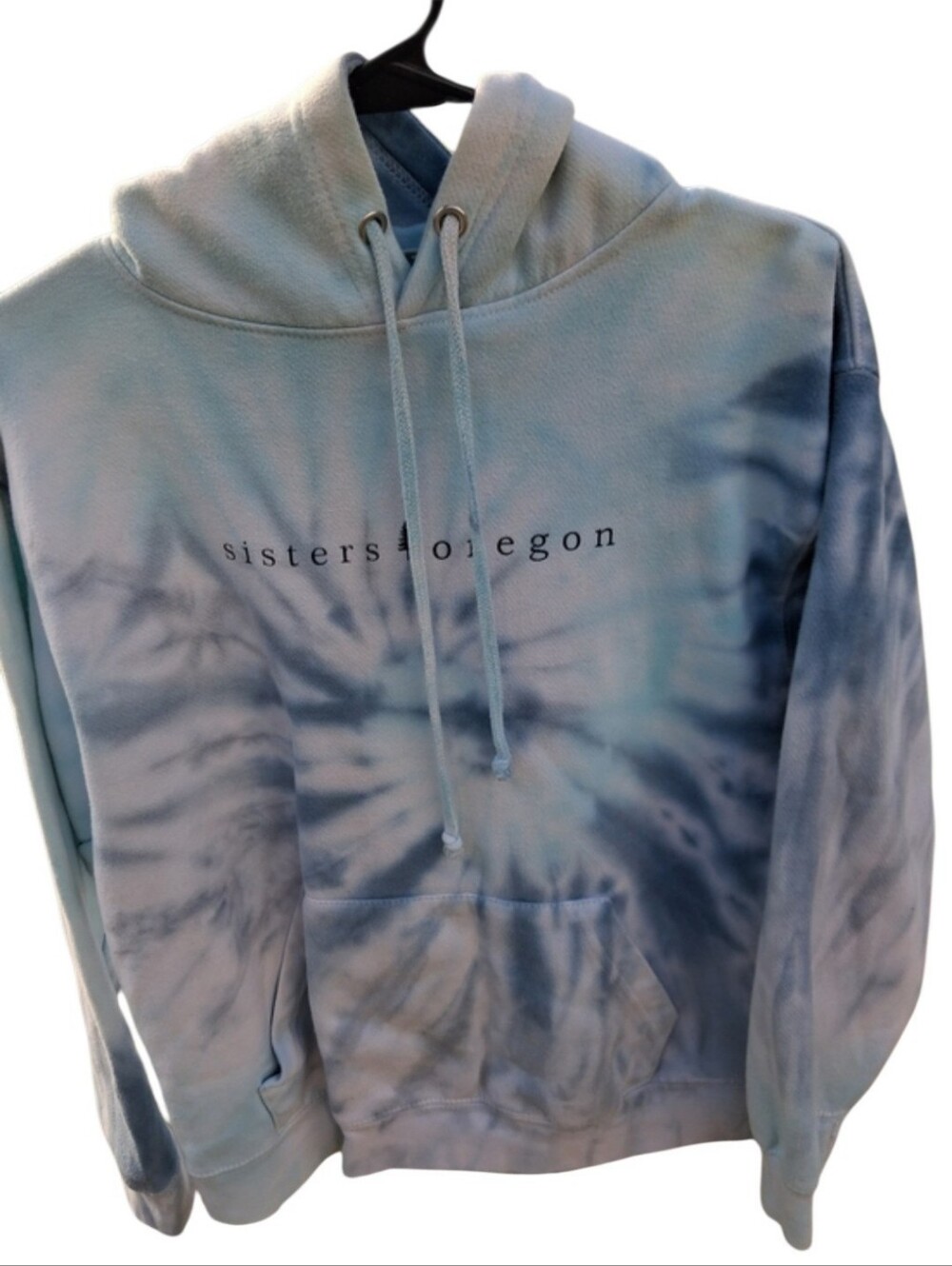 Sisters Oregon Light Blue Tie-Dye Hoodie w/Kangaroo Pocket Woman's Size Small